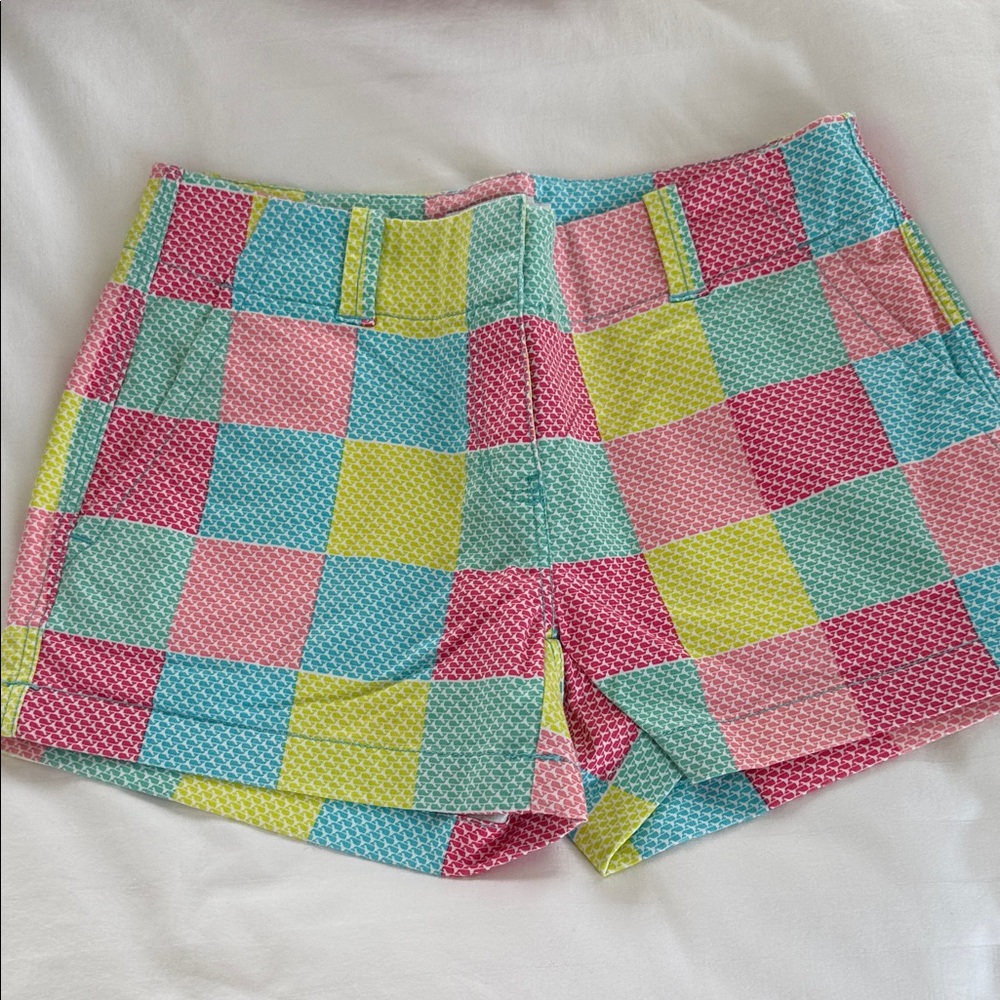 Vineyard Vines Pastel Check High Waist Shorts